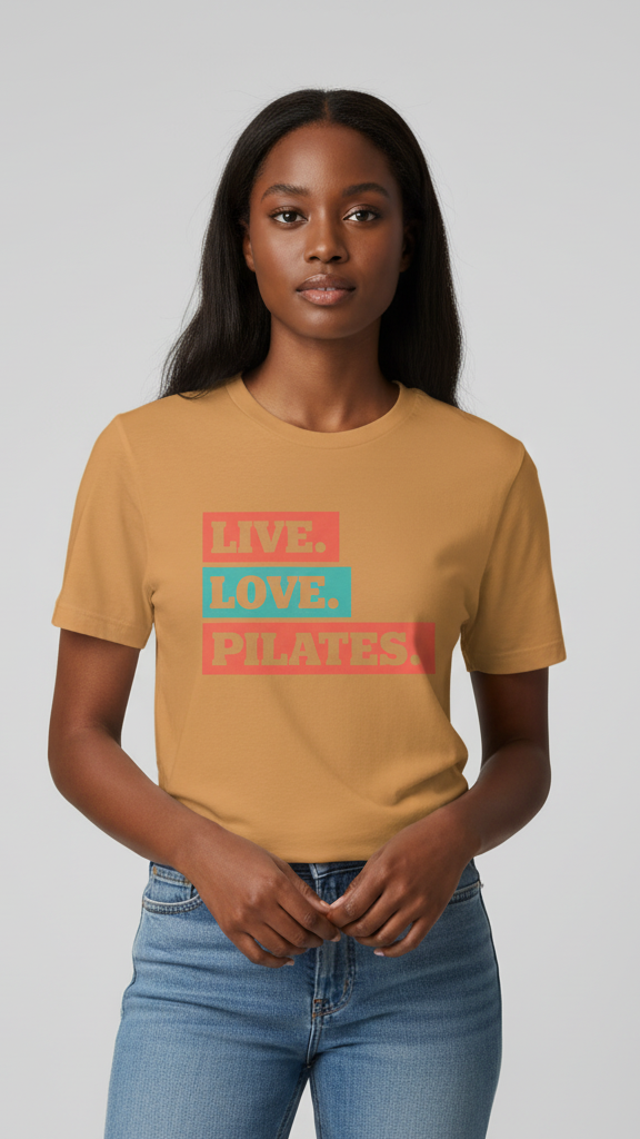 "Live. Love. Pilates." Stacked Color Block T-shirt
