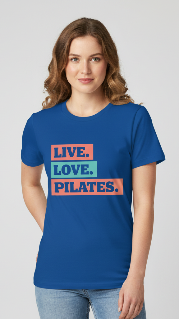 "Live. Love. Pilates." Stacked Color Block T-shirt