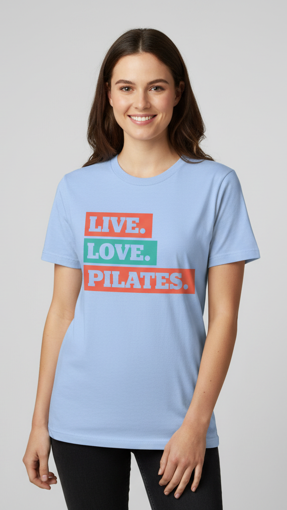 "Live. Love. Pilates." Stacked Color Block T-shirt