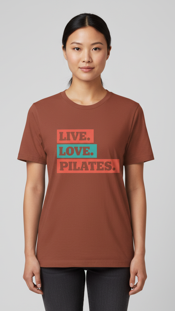 "Live. Love. Pilates." Stacked Color Block T-shirt