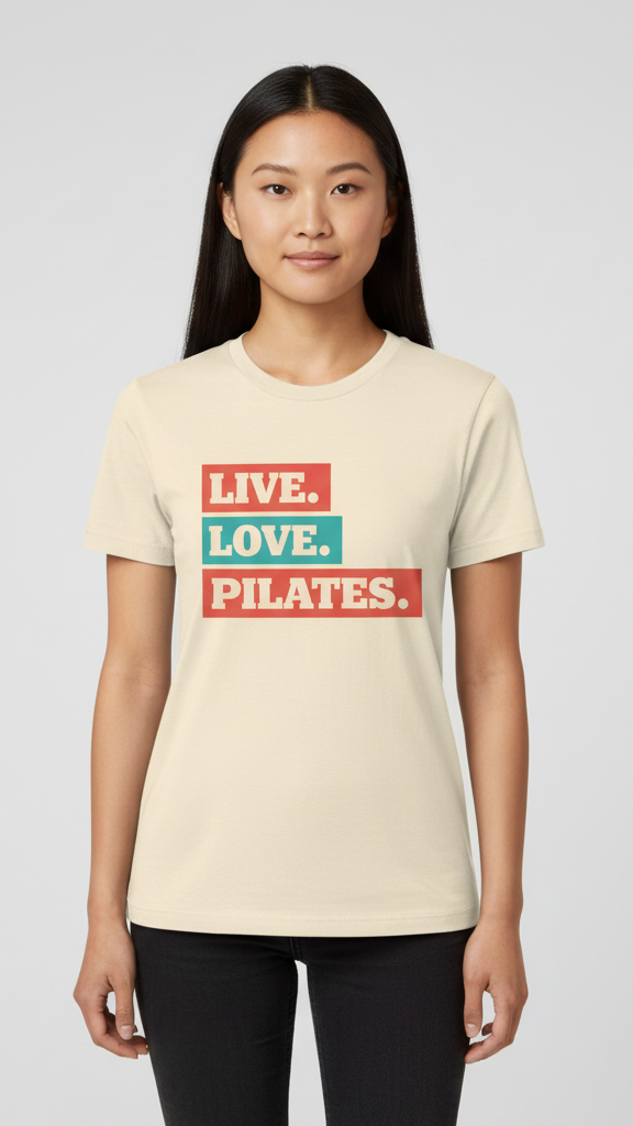 "Live. Love. Pilates." Stacked Color Block T-shirt