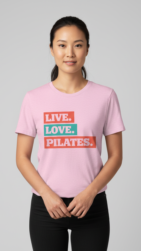 "Live. Love. Pilates." Stacked Color Block T-shirt
