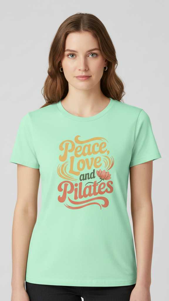 "Peace, Love And Pilates" Retro Lotus T-shirt
