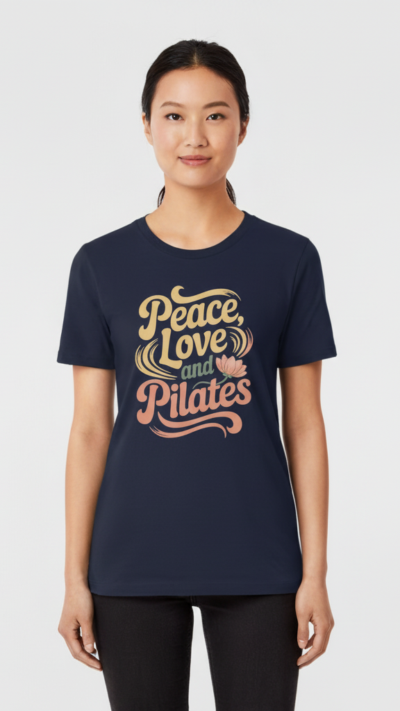 "Peace, Love And Pilates" Retro Lotus T-shirt