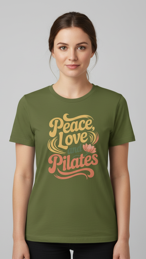 "Peace, Love And Pilates" Retro Lotus T-shirt