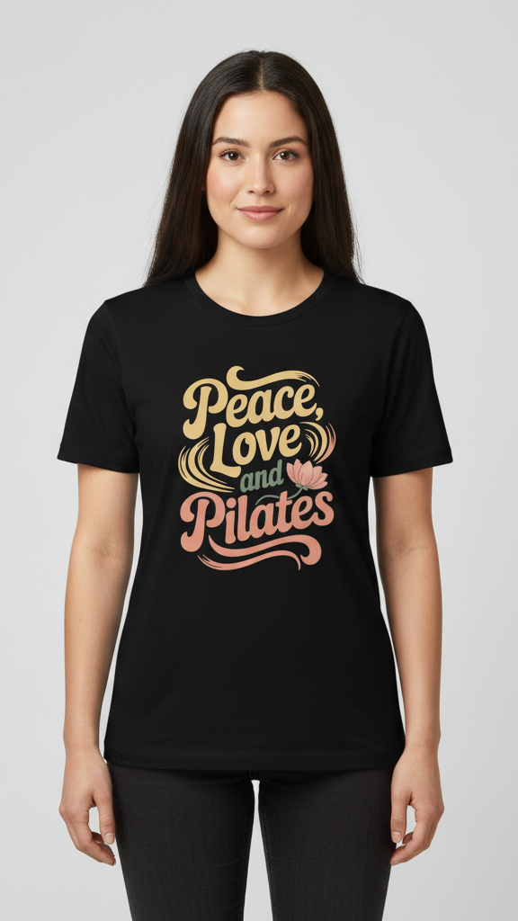 "Peace, Love And Pilates" Retro Lotus T-shirt