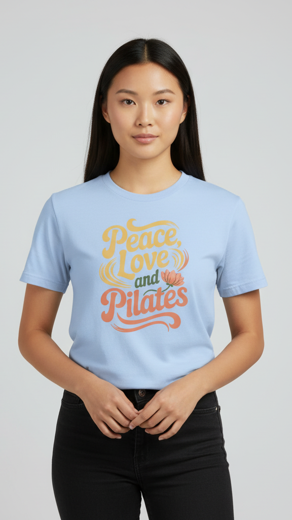 "Peace, Love And Pilates" Retro Lotus T-shirt