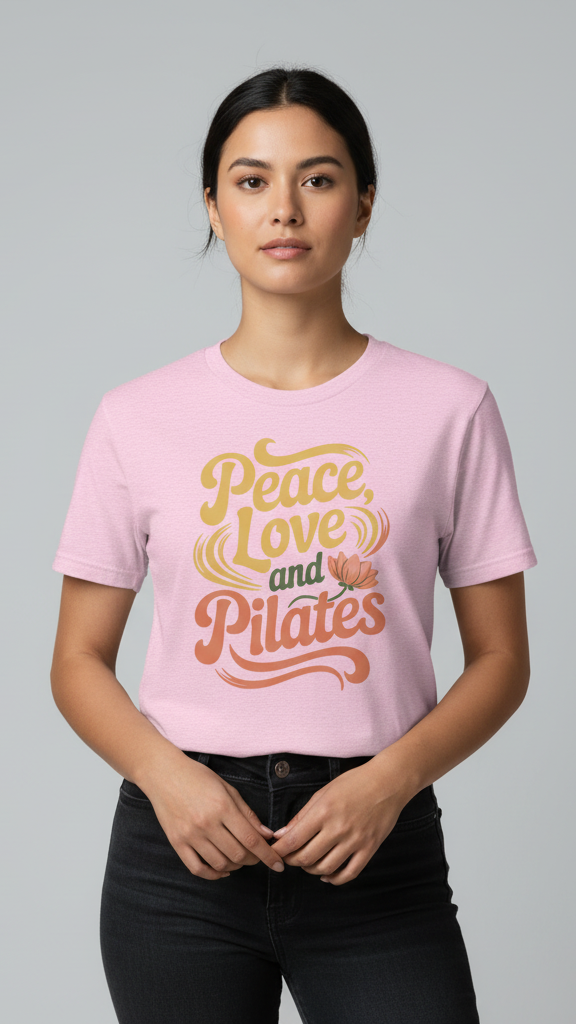 "Peace, Love And Pilates" Retro Lotus T-shirt