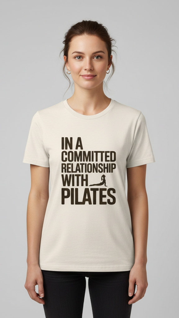 "In A Committed Relationship With Pilates" Bold Silhouette T-shirt